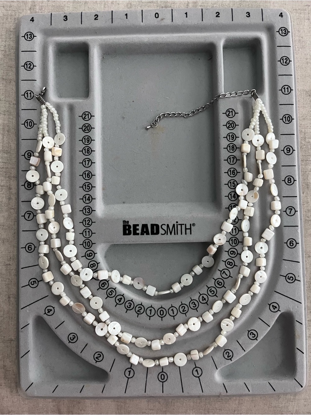 Multi-Strand White Faux Mother-of-Pearl Bead Necklace - Elegant Layered Jewelry